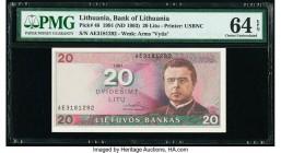 Lithuania Bank of Lithuania 20 Litu 1991 Pick 48 PMG Choice Uncirculated 64 EPQ. 

HID09801242017

© 2020 Heritage Auctions | All Rights Reserved