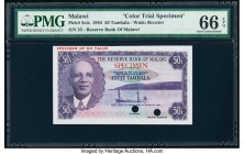 Malawi Reserve Bank of Malawi 50 Tambala 1964 Pick 5cts Color Trial Specimen PMG Gem Uncirculated 66 EPQ. Two POCs; red Specimen overprints.

HID09801...