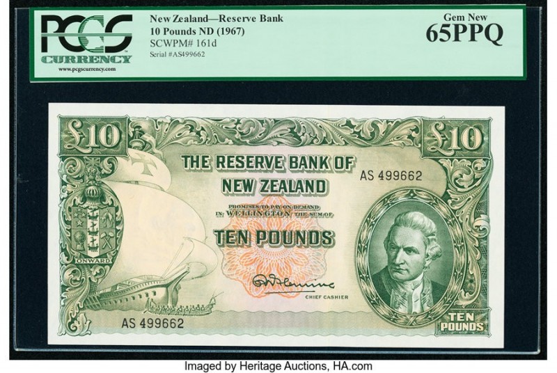 New Zealand Reserve Bank of New Zealand 10 Pounds ND (1960-67) Pick 161d PCGS Ge...
