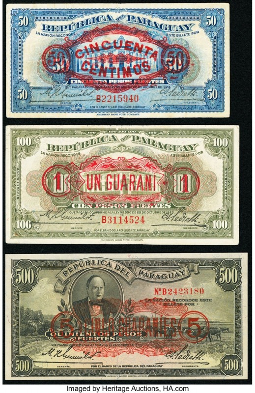Paraguay Republica Del Paraguay 50 Centimos on 50 Pesos Fuertes; 1 Guarani on 10...