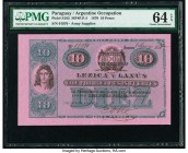 Paraguay Argentine Occupation 10 Pesos 1870 Pick S185 PMG Choice Uncirculated 64 EPQ. 

HID09801242017

© 2020 Heritage Auctions | All Rights Reserved...