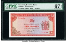 Rhodesia Reserve Bank of Rhodesia 2 Dollars 10.4.1979 Pick 35d PMG Superb Gem Unc 67 EPQ. Scarce Cecil Rhodes watermark variety for this date.

HID098...