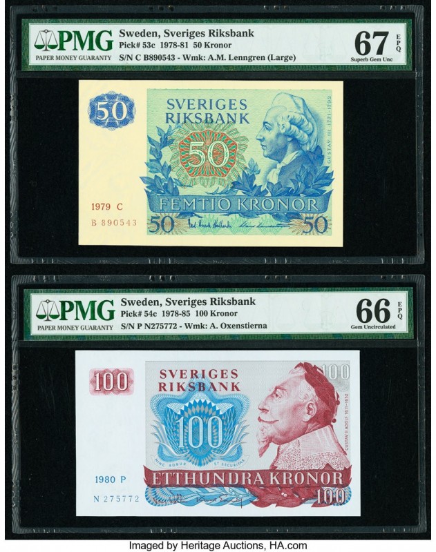 Sweden Sveriges Riksbank 50; 100 Kronor 1979; 1980 Pick 53c; 54c Two Examples PM...