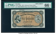 Sweden Bohus Lans Enskilda Bank 10 Kronor 1879 Pick S106s Specimen PMG Gem Uncirculated 66 EPQ. Roulette Specimen.

HID09801242017

© 2020 Heritage Au...
