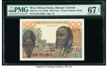 West African States Banque Centrale des Etats de L'Afrique de L'Ouest 100 Francs ND (1959) Pick 2b PMG Superb Gem Unc 67 EPQ. 

HID09801242017

© 2020...