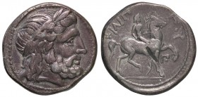 GRECHE - RE DI MACEDONIA - Filippo II (359-336 a.C.) - Tetradracma (Anfipoli) - Testa laureata di Zeus a d. /R Cavaliere a s. con palma; sotto il cava...