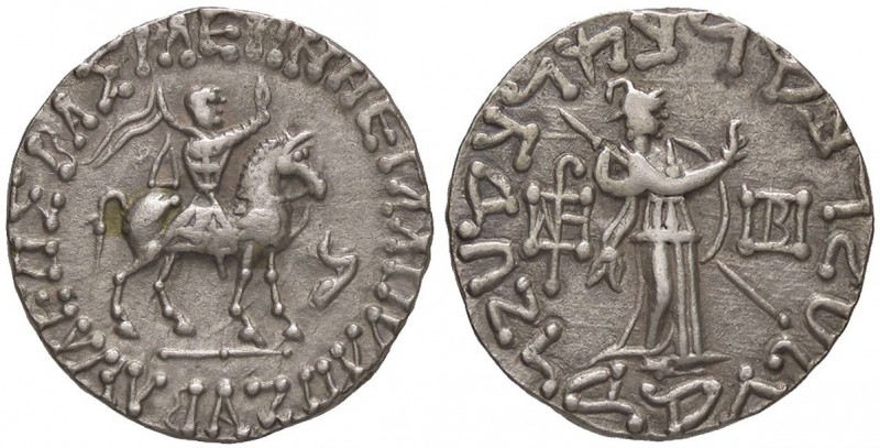 GRECHE - RE DI SKYTHIA - Azes II (35 a.C.-5 d.C.) - Tetradracma - Il Re a cavall...