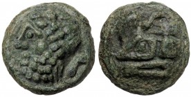 ROMANE REPUBBLICANE - ANONIME - Monete post-semilibrali (215-211 a.C.) - Semisse - Testa laureata di Saturno a s.; dietro, lettera S /R Prua di nave a...