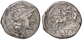 ROMANE REPUBBLICANE - ANONIME - Monete senza simboli (dopo 211 a.C.) - Denario - Testa di Roma a d. /R I Dioscuri a cavallo verso d. Cr. 152/1c (AG g....
