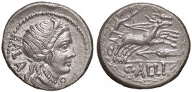 ROMANE REPUBBLICANE - AELIA O ALLIA - C. Allius Bala (92 a.C.) - Denario - Testa diademata di Diana a d. /R Diana su biga di cervi verso d.; sotto, sp...