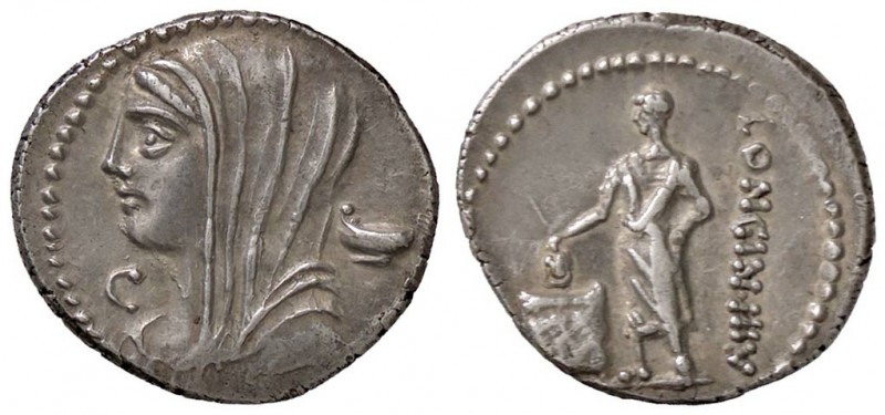 ROMANE REPUBBLICANE - CASSIA - L. Cassius Longinus (63 a.C.) - Denario - Testa d...