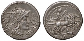 ROMANE REPUBBLICANE - FABIA - Q. Fabius Labeo (124 a.C.) - Denario - Testa di Roma a d. /R Giove su quadriga verso d.; sotto, un rostro di nave B. 1; ...