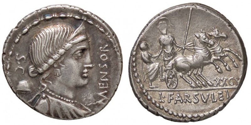 ROMANE REPUBBLICANE - FARSULEIA - L. Farsuleius Mensor (75 a.C.) - Denario - Bus...