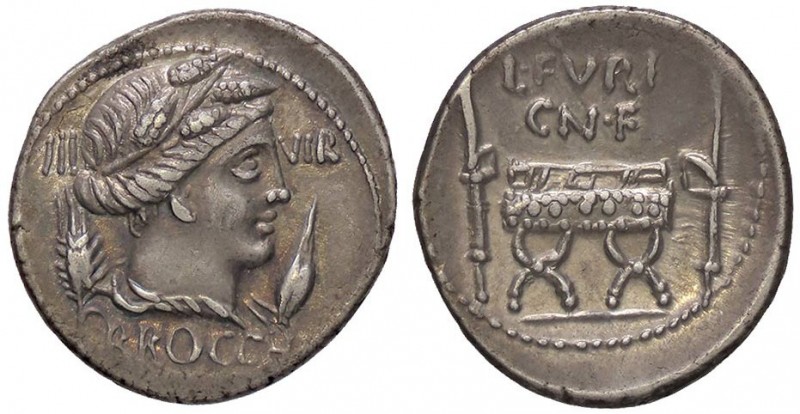 ROMANE REPUBBLICANE - FURIA - L. Furius Cn. F. Brocchus (63 a.C.) - Denario - Te...
