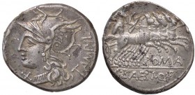 ROMANE REPUBBLICANE - JULIA - L. Julius Bursio (85 a.C.) - Denario - Testa di Apollo Vejovis a d.; dietro, un tridente /R La Vittoria su quadriga vers...