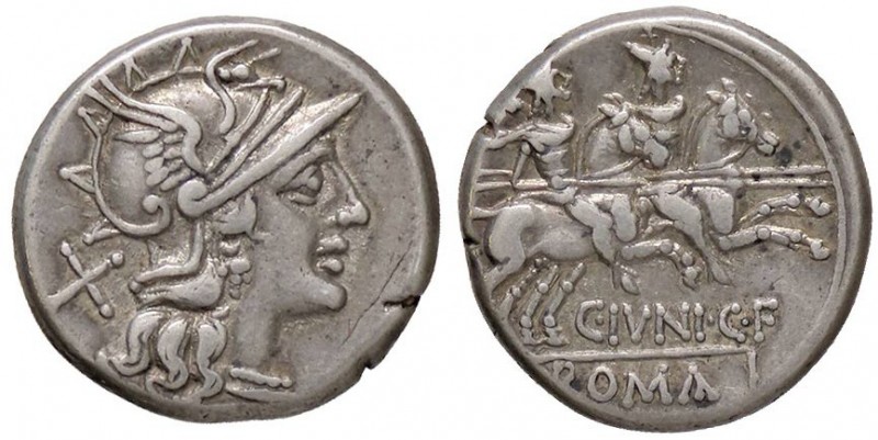 ROMANE REPUBBLICANE - JUNIA - C. Junius C. f. (149 a.C.) - Denario - Testa di Ro...