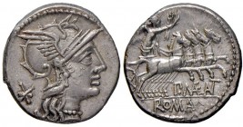 ROMANE REPUBBLICANE - MAENIA - P. Maenius Antiaticus M. f (132 a.C.) - Denario - Testa di Roma a d. /R La Vittoria su quadriga verso d. B. 7; Cr. 249/...