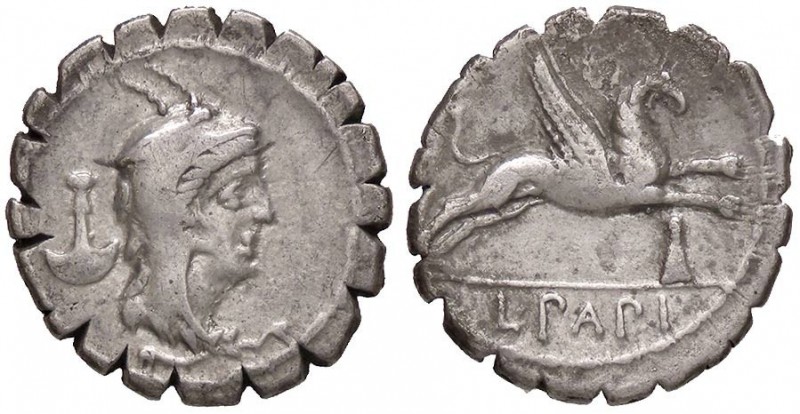 ROMANE REPUBBLICANE - PAPIA - L. Papius (79 a.C.) - Denario serrato - Testa di G...