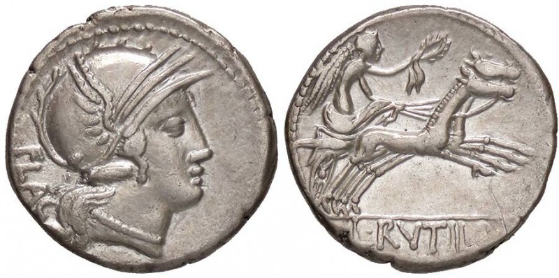 ROMANE REPUBBLICANE - RUTILIA - L. Rutilius Flaccus (77 a.C.) - Denario - Testa ...