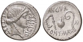 ROMANE IMPERIALI - Giulio Cesare († 44 a.C.) - Denario - Testa di Cerere a d. /R Strumenti sacrificali B. 16; Cr. 467/1 (AG g. 3,96) Metallo brillante...