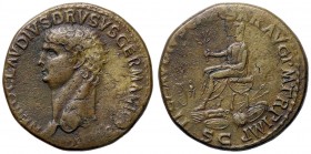 ROMANE IMPERIALI - Nerone Druso (14) - Sesterzio - Testa a s. /R L'Imperatore seduto a s. su sedia curule, attorno delle armi C. 8 (10 Fr.); RIC 93 (A...