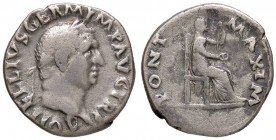 ROMANE IMPERIALI - Vitellio (69) - Denario - Testa laureata a d. /R Vesta velata seduta a d. con patera e scettro C. 72; RIC R20 (AG g. 3,32)
BB/qBB