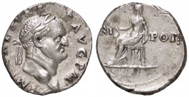 ROMANE IMPERIALI - Vespasiano (69-79) - Denario - Testa laureata a d. /R Vesta seduta a s. con il simpulum C. 561; RIC 37 (AG g. 3,35)
SPL