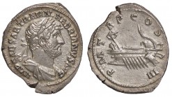ROMANE IMPERIALI - Adriano (117-138) - Denario - Testa laureata a d. /R Galera a d. RIC 113 (AG g. 3,3)
SPL+