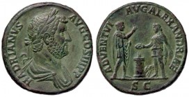 ROMANE IMPERIALI - Adriano (117-138) - Sesterzio - Busto drappeggiato a d. /R Adriano stante a d., di fronte Alessandria sacrificante C. 17 (60 Fr.) R...