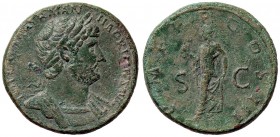 ROMANE IMPERIALI - Adriano (117-138) - Sesterzio - Busto laureato e drappeggiato a d. /R La Speranza andante a s. con un fiore e si alza la veste C. 1...