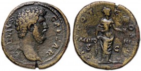 ROMANE IMPERIALI - Elio (136-138) - Sesterzio - Testa a d. /R La Pannonia stante a d. con stendardo e con la mano d. si tiene la veste C. 31 (12 Fr.) ...