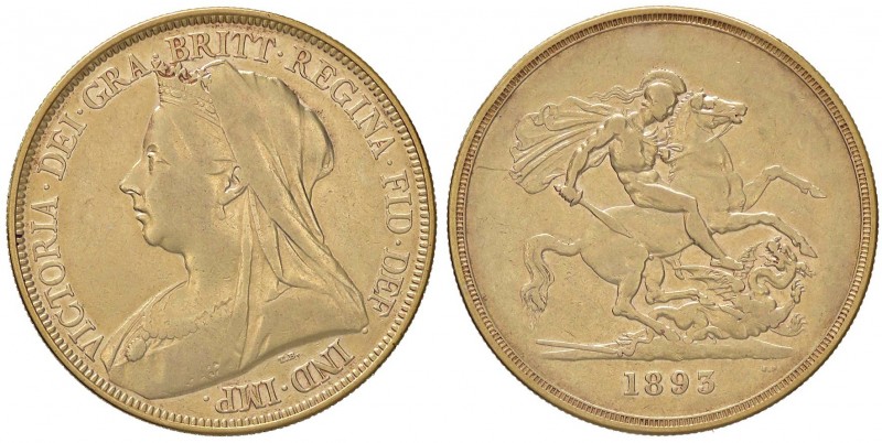 ESTERE - GRAN BRETAGNA - Vittoria (1837-1901) - 5 Sterline 1893 Velata Kr. 787 A...