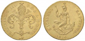 ZECCHE ITALIANE - FIRENZE - Ferdinando III di Lorena (secondo periodo, 1814-1824) - Ruspone 1816 Pag. 52; Mont. 272 R (AU g. 10,46)
SPL+
