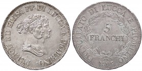 ZECCHE ITALIANE - LUCCA - Elisa Bonaparte e Felice Baciocchi (1805-1814) - 5 Franchi 1805 Mont. 431 e seg. R AG Busti piccoli Ottima conservazione con...