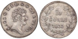 ZECCHE ITALIANE - LUCCA - Carlo Ludovico di Borbone (1824-1847) - 10 Soldi 1833 Pag. 265; Mont. 450 AG
SPL+/qFDC