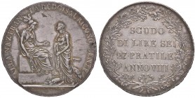 ZECCHE ITALIANE - MILANO - Repubblica Cisalpina (1800-1802) - Scudo da 6 Lire A. VIII Pag. 8; Mont. 184 R AG Due screpolature al D/ - Bella patina di ...
