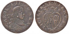 ZECCHE ITALIANE - NAPOLI - Carlo II, secondo periodo (1675-1700) - Grano 1680 P.R. 56; MIR 306/4 (CU g. 8,77)Coniata al bilanciere
SPL
