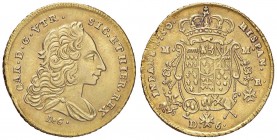 ZECCHE ITALIANE - NAPOLI - Carlo di Borbone (1734-1759) - 6 Ducati 1750 P.R. 2; Mont. 2 NC AU Lievi striature di conio
qSPL/SPL