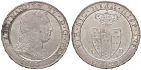 ZECCHE ITALIANE - NAPOLI - Ferdinando IV di Borbone (secondo periodo, 1799-1805) - Piastra 1805 Mont. 348/351 AG
SPL/SPL+