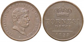 ZECCHE ITALIANE - NAPOLI - Ferdinando II di Borbone (1830-1859) - 10 Tornesi 1859 P.R. 207; Mont. 1039/1042 CU
SPL+