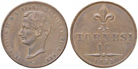 ZECCHE ITALIANE - NAPOLI - Francesco II di Borbone (1859-1860) - 10 Tornesi 1859 P.R. 4; Mont. 1262 CU
SPL+
