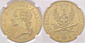 SAVOIA - Vittorio Amedeo III (1773-1796) - Carlino da 5 doppie 1786 Mont. 283 RRRR AU Colpetto - Sigillata PCGS AU55
SPL