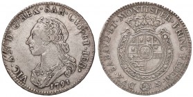 SAVOIA - Vittorio Amedeo III (1773-1796) - Quarto di scudo 1791 Mont. 368 RRR AG
BB/BB+