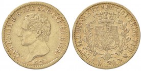SAVOIA - Carlo Felice (1821-1831) - 20 Lire 1827 T Pag. 54; Mont. 39 AU Segno al D/
BB+