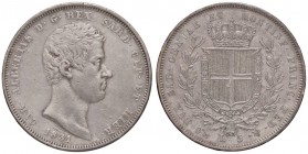 SAVOIA - Carlo Alberto (1831-1849) - 5 Lire 1831 G Pag. 229a; Mont. 105 RR AG Croce stretta Mancanza sulla testa
BB-SPL