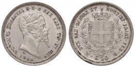 SAVOIA - Vittorio Emanuele II (1849-1861) - 50 Centesimi 1860 M Pag. 427; Mont. 102 AG Imperfezione al bordo del R/ a ore 7
qFDC