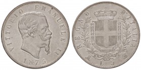 SAVOIA - Vittorio Emanuele II Re d'Italia (1861-1878) - 5 Lire 1875 M Pag. 499; Mont. 184 AG
SPL+/qFDC