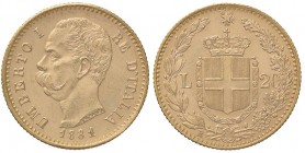 SAVOIA - Umberto I (1878-1900) - 20 Lire 1881 - oro rosso Pag. manca; Mont. 15 RR (AU g. 6,46)
qFDC