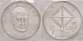 REPUBBLICA ITALIANA - Repubblica Italiana (monetazione in lire) (1946-2001) - 100 Lire 1974 - Marconi - Prova Mont. 1 RR AG Abilmente lavata - Sigilla...