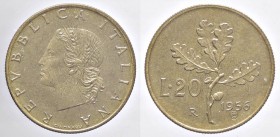 REPUBBLICA ITALIANA - Repubblica Italiana (monetazione in lire) (1946-2001) - 20 Lire 1956 - Ramo di quercia - Prova Mont. 3 RR BT Sigillata Gianfranc...